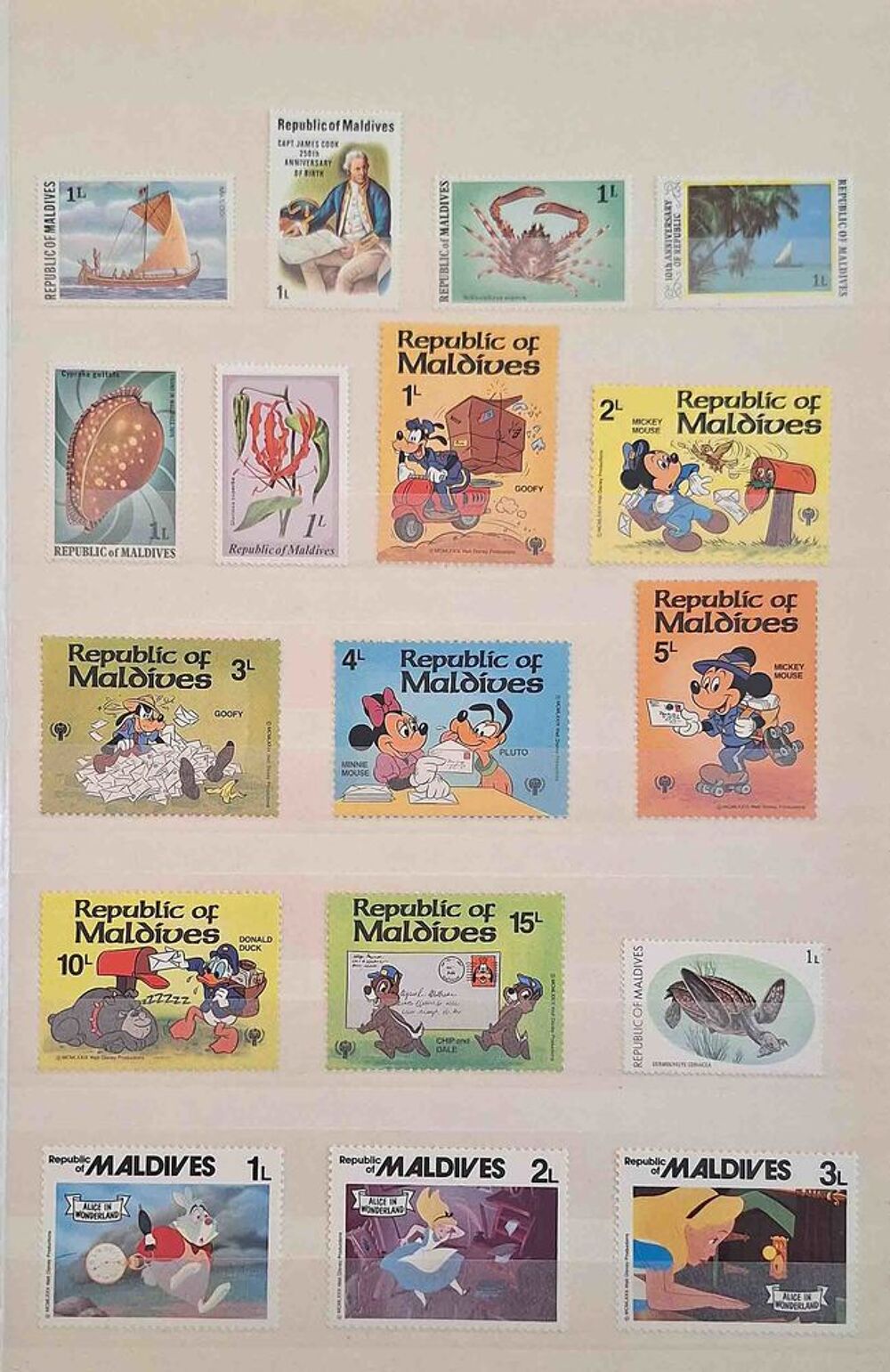 S&eacute;rie de timbres de collection des Maldives 