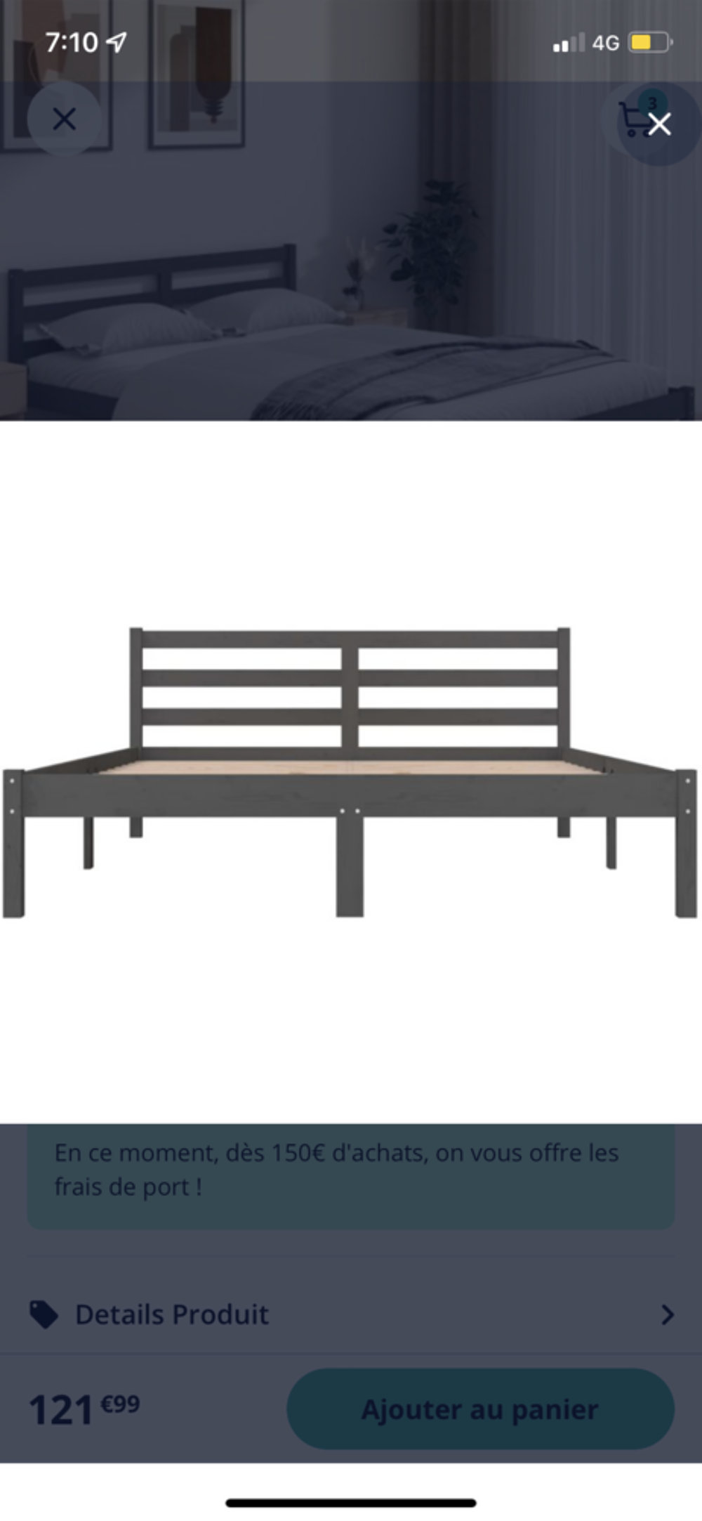 Lit 140X190 avec sommier int&eacute;gr&eacute; Meubles