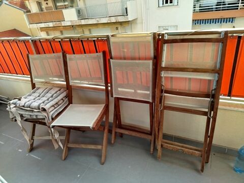 Lot chaises pliantes bois toile 200 Antibes (06)