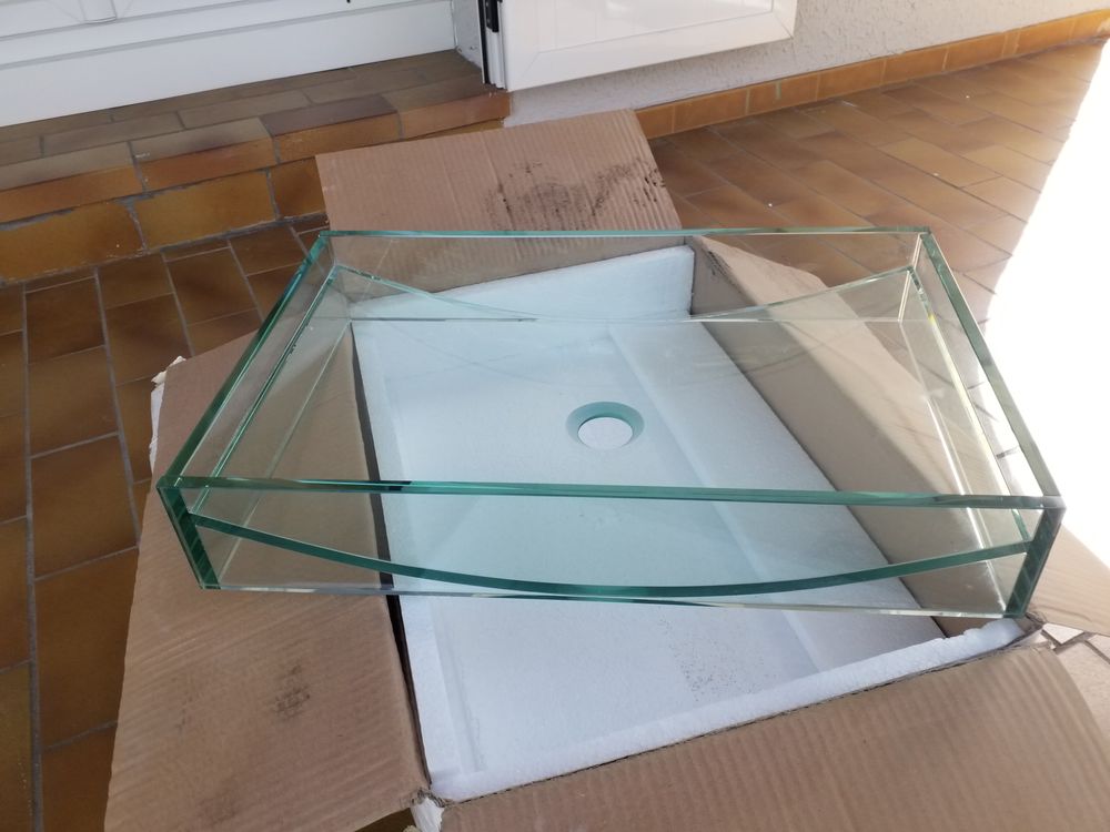2 vasques lavabo en verre transparent neuf Meubles