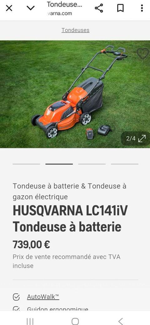 lot de tondeuse HUSQVARNA rechargable et tron&ccedil;onneuse HUSQVARNA rechargable 520 38270 Beaurepaire