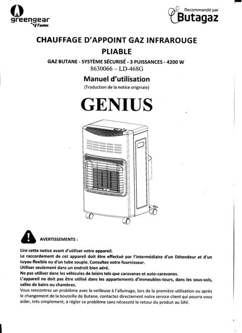 Chauffage d'appoint Gaz infrarouge GENIUS 4200w 165 Ollioules (83)