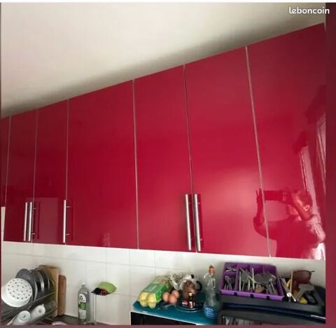 Lot de 5 meubles hauts de cuisine IKEA rouge laqué  Levallois-Perret (92)