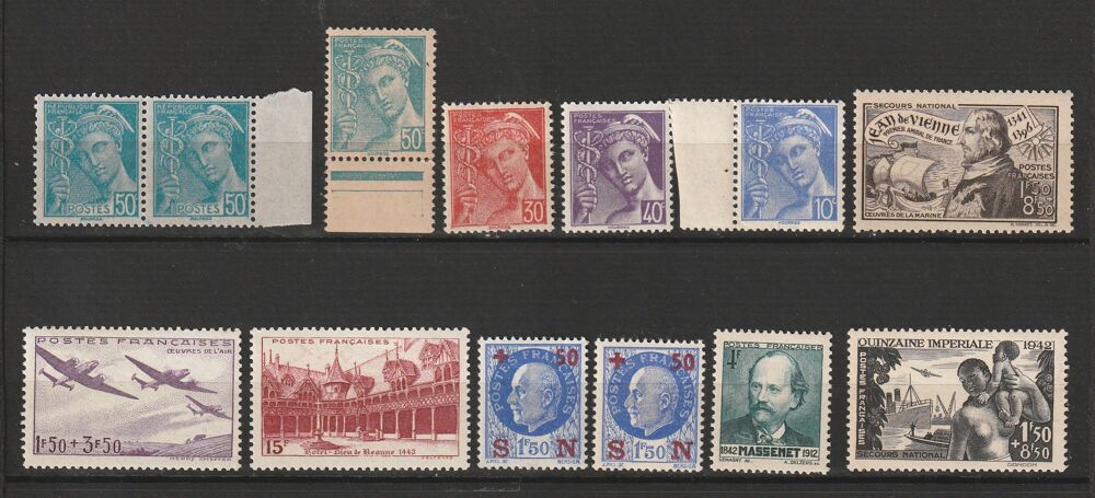 TIMBRES NEUFS** ANNEE 1942
