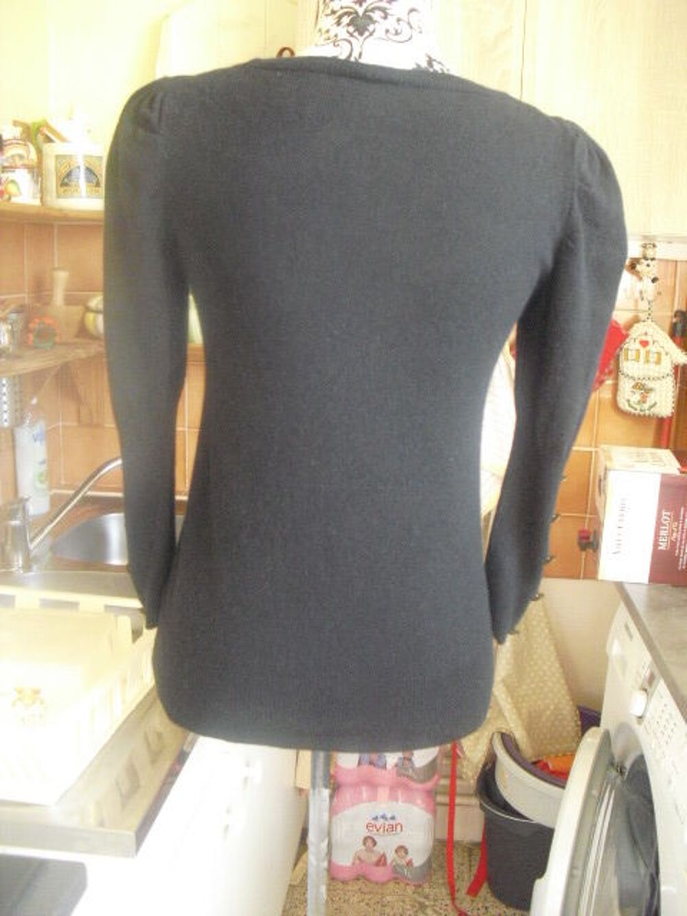 PULL angora noir bouton &eacute;oiles CAMAIEU TAILLE 1 Vêtements