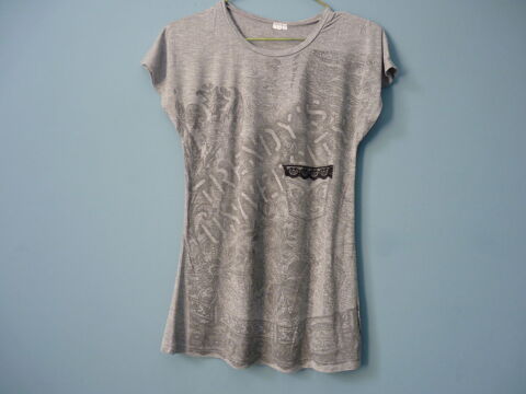 Long T-shirt gris femme MC 36 S TBE gemo 1 Brienne-le-Chteau (10)