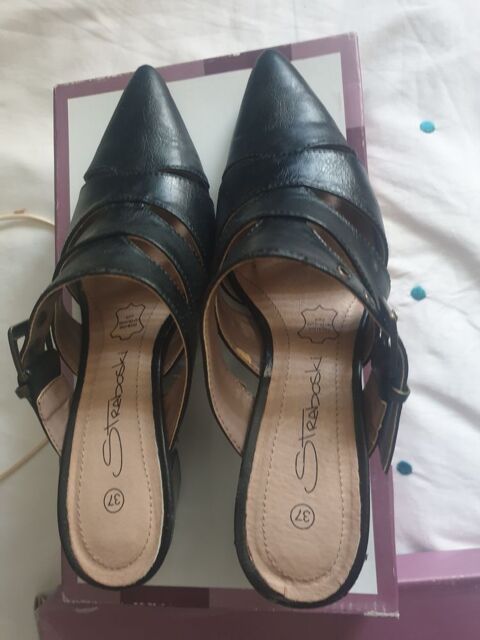 mules femme noires -37- cuir 15 Cenon (33)