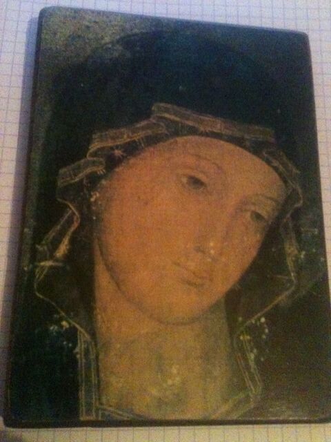 Icne carte postale sur bois : Vierge La Consolata XII  5 Bosc-le-Hard (76)