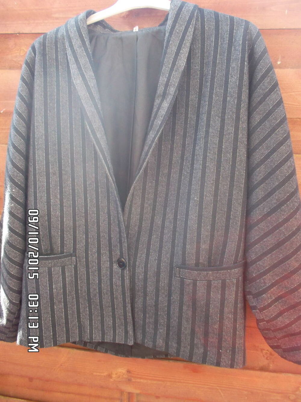 VESTE DE BLAZER GRIS A RAYURES*JUSTE 2E*KIKI60230 Vêtements