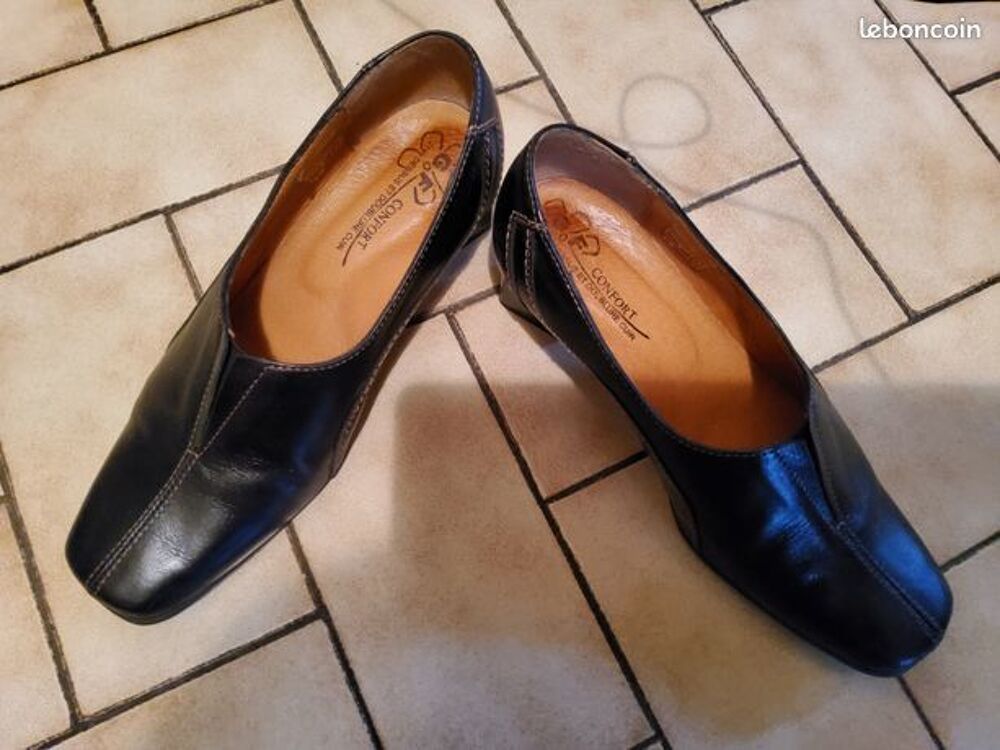 Escarpins femme tout cuir noir t 36 grand confort comme neuf Chaussures