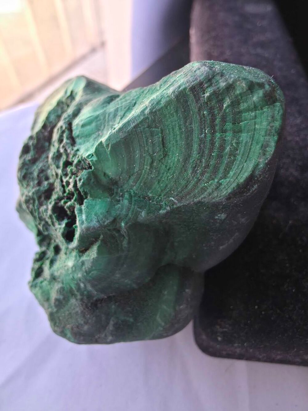 Min&eacute;ral Rare : Malachite Botryoidale Velout&eacute;e RDC 435g Collection 