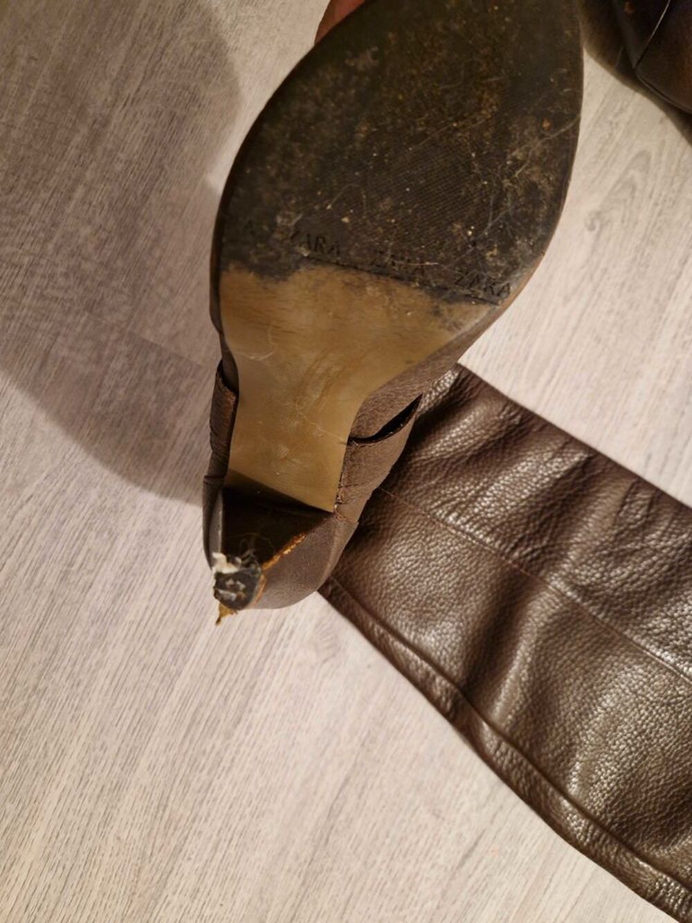 cuissarde zara brune similicuir bon &eacute;tat Chaussures