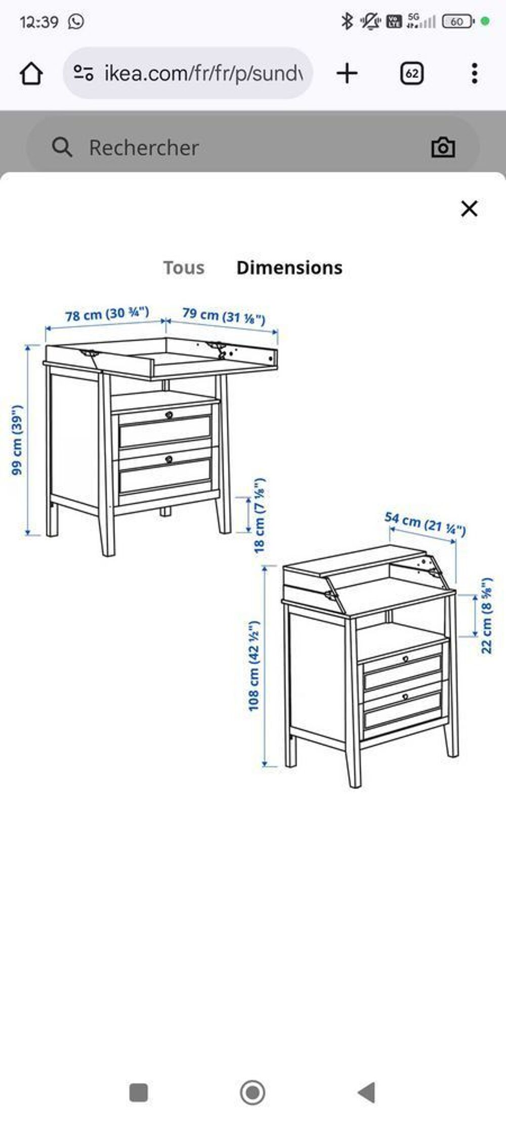 Table &agrave; langer/commode SUNDVIK Ikea Meubles