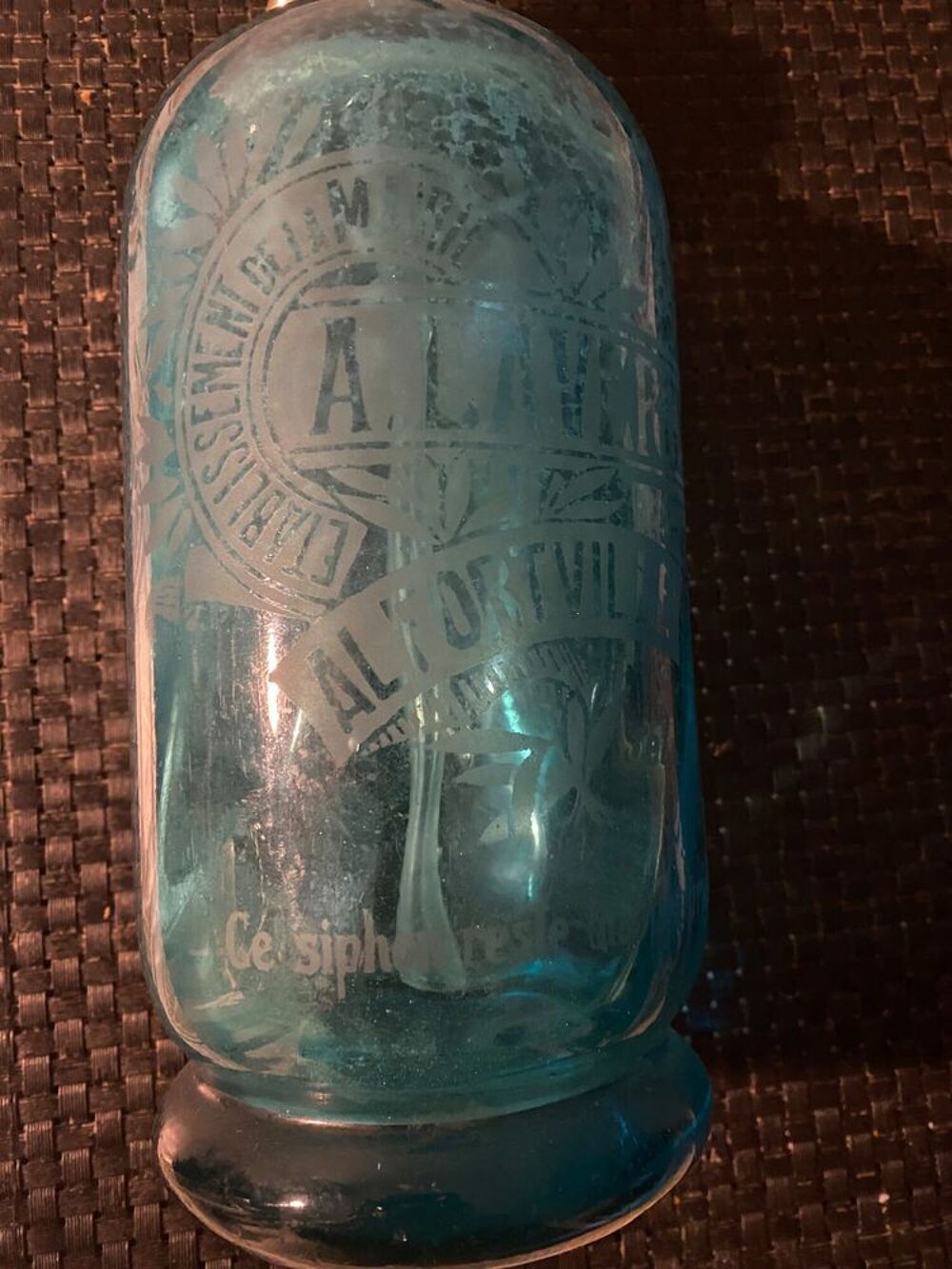 ANCIENNE BOUTEILLE BLEUE SIPHON 
