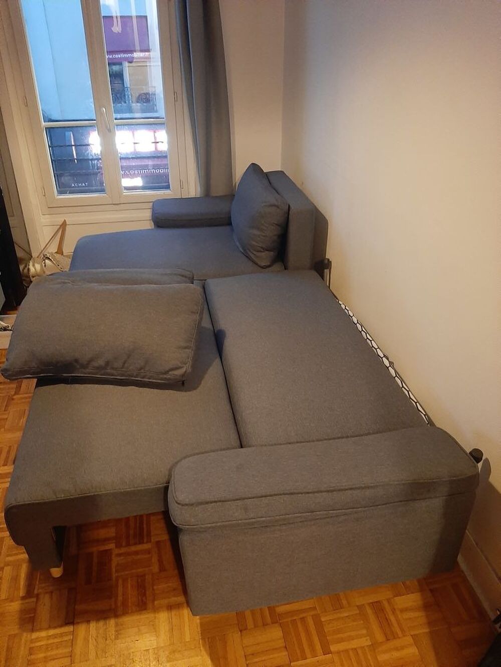 Canap&eacute; d'angle convertible r&eacute;versible GRIS Meubles