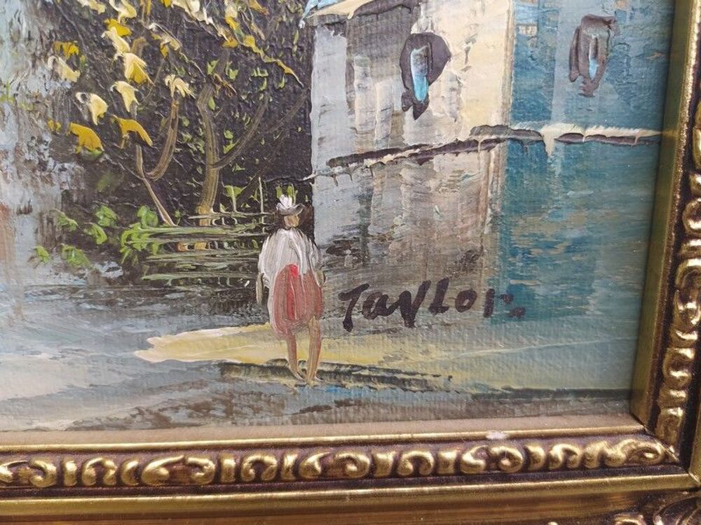 Tableau Vue de Paris Sign&eacute; Taylor Cadre Dor&eacute; Dcoration