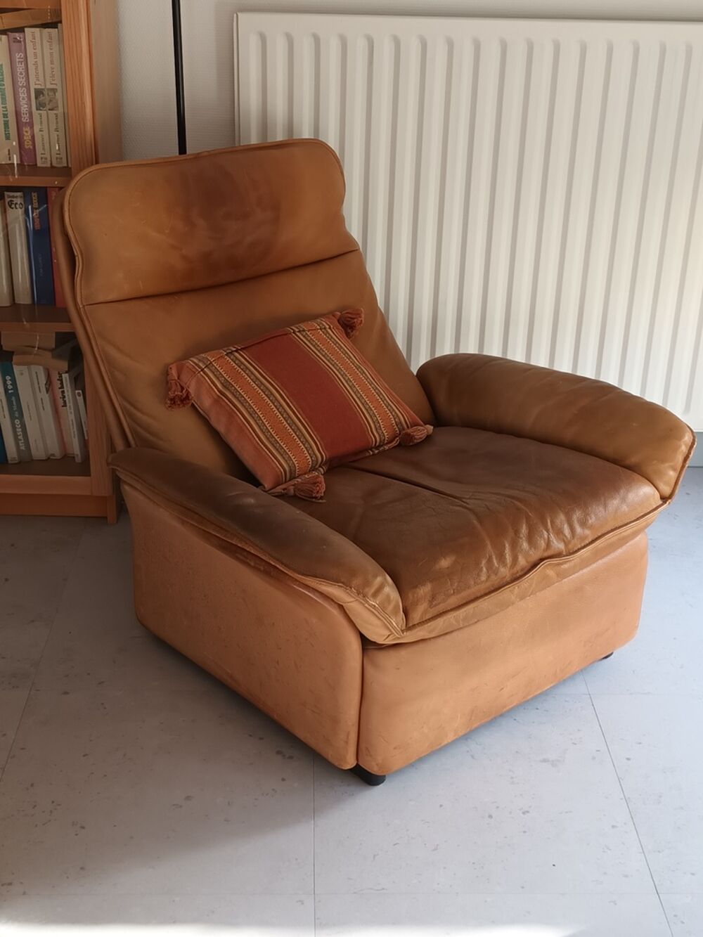 Fauteuil en Cuir Caramel Meubles