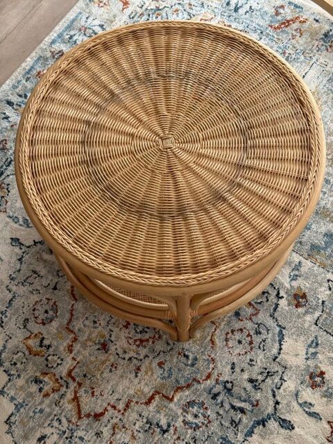 Table basse ronde en rotin Maisons du Monde ? Modèle Dabali Bussy-Saint-Georges (77)