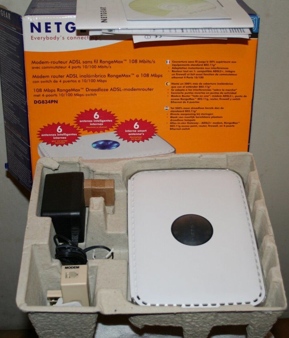 Modem-routeur ADSL, 3G, 4G Netgear DG834PN (MIMO, RangeMax) Matériel informatique