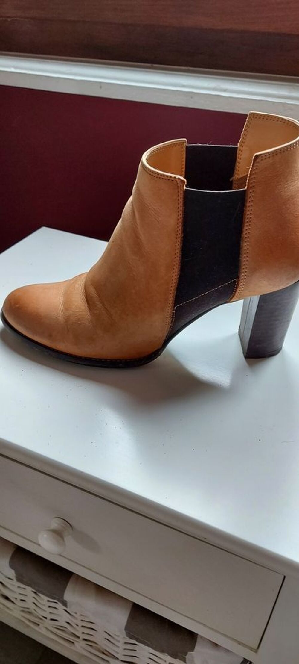 Bottines cuir Andr&eacute; camel T38 Chaussures