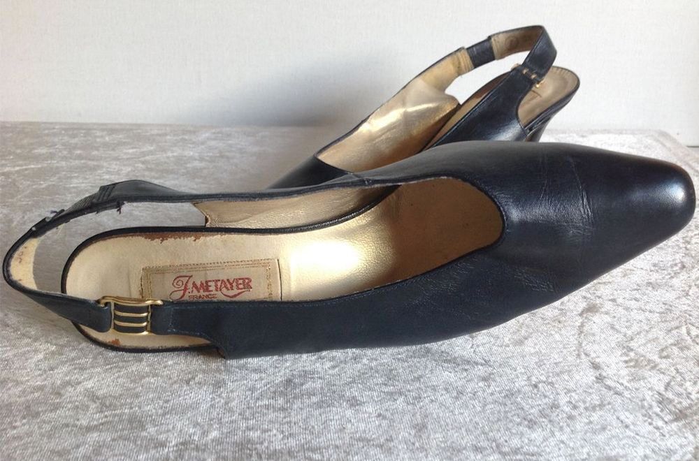ESCARPINS OUVERTS BLEU MARINE J.METAYER T39/40 Envoi Possibl Chaussures