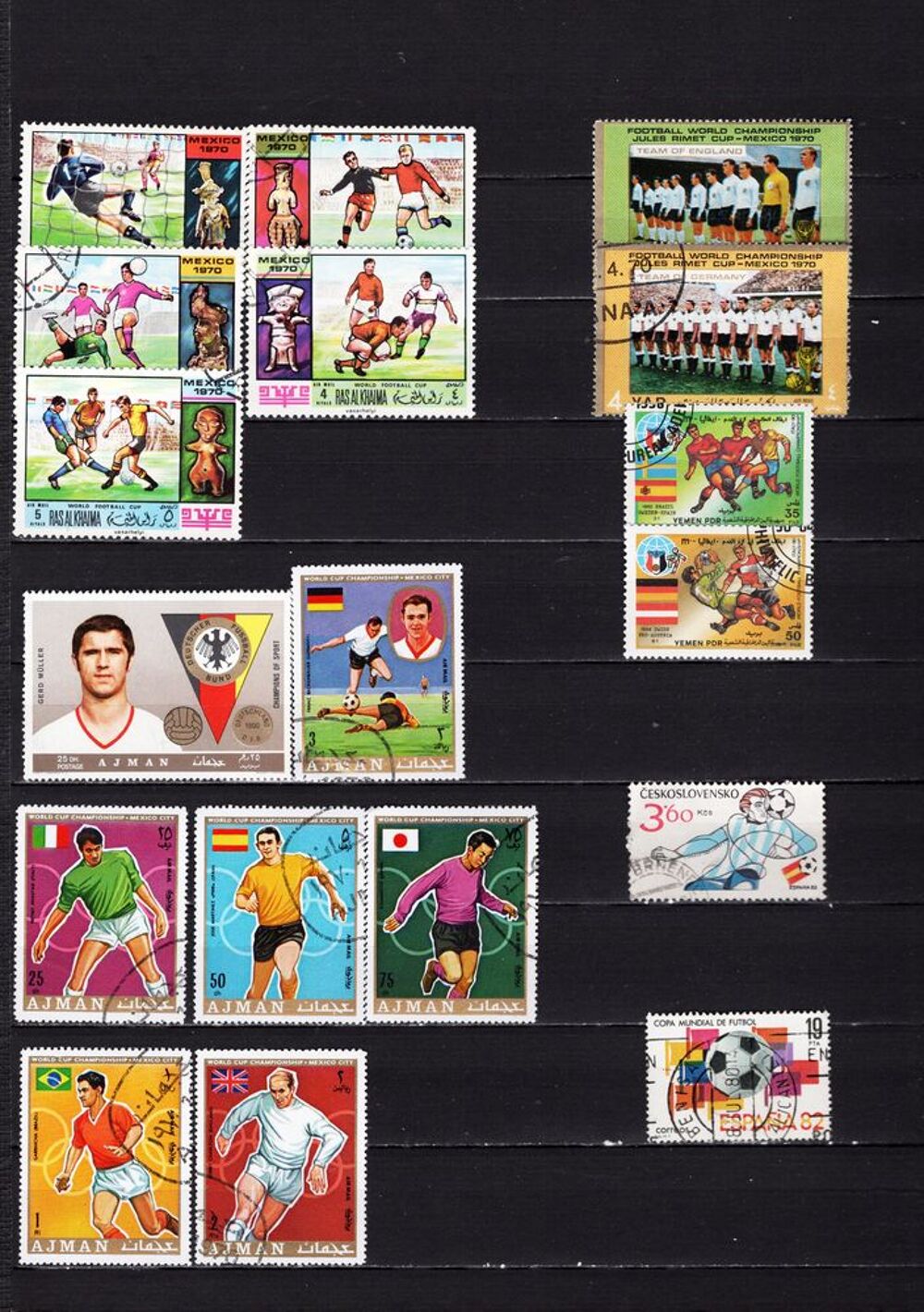 lot de 79 timbres du MONDE sur le FOOTBALL 