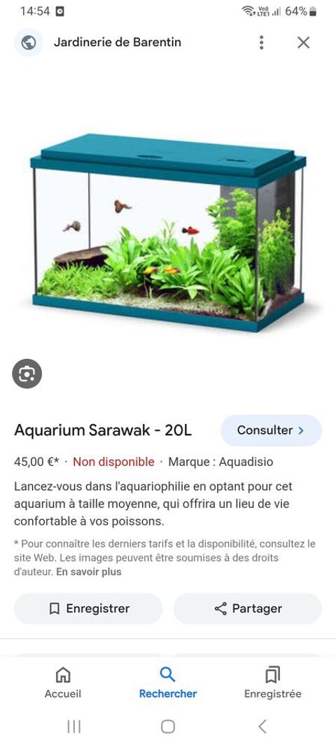 2 aquarium 1 de 20l et l'autre de 200l 40 45000 Orlans