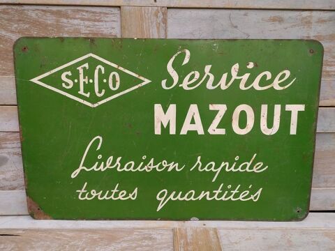 Plaque Tôle Publicitaire Station Service S.E.C.O Mazout 120 Loches (37)