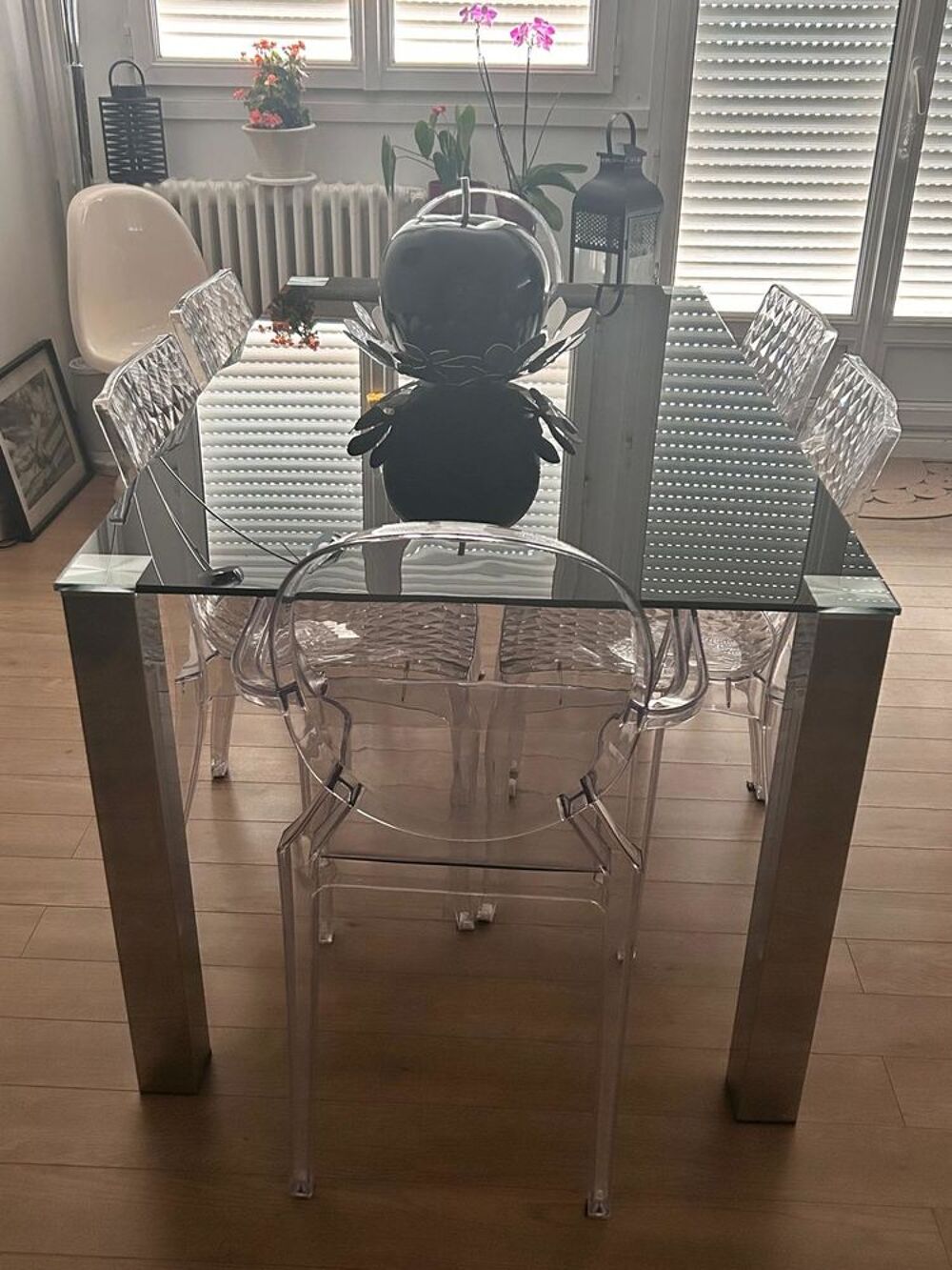 Table en verre transparente design moderne Meubles