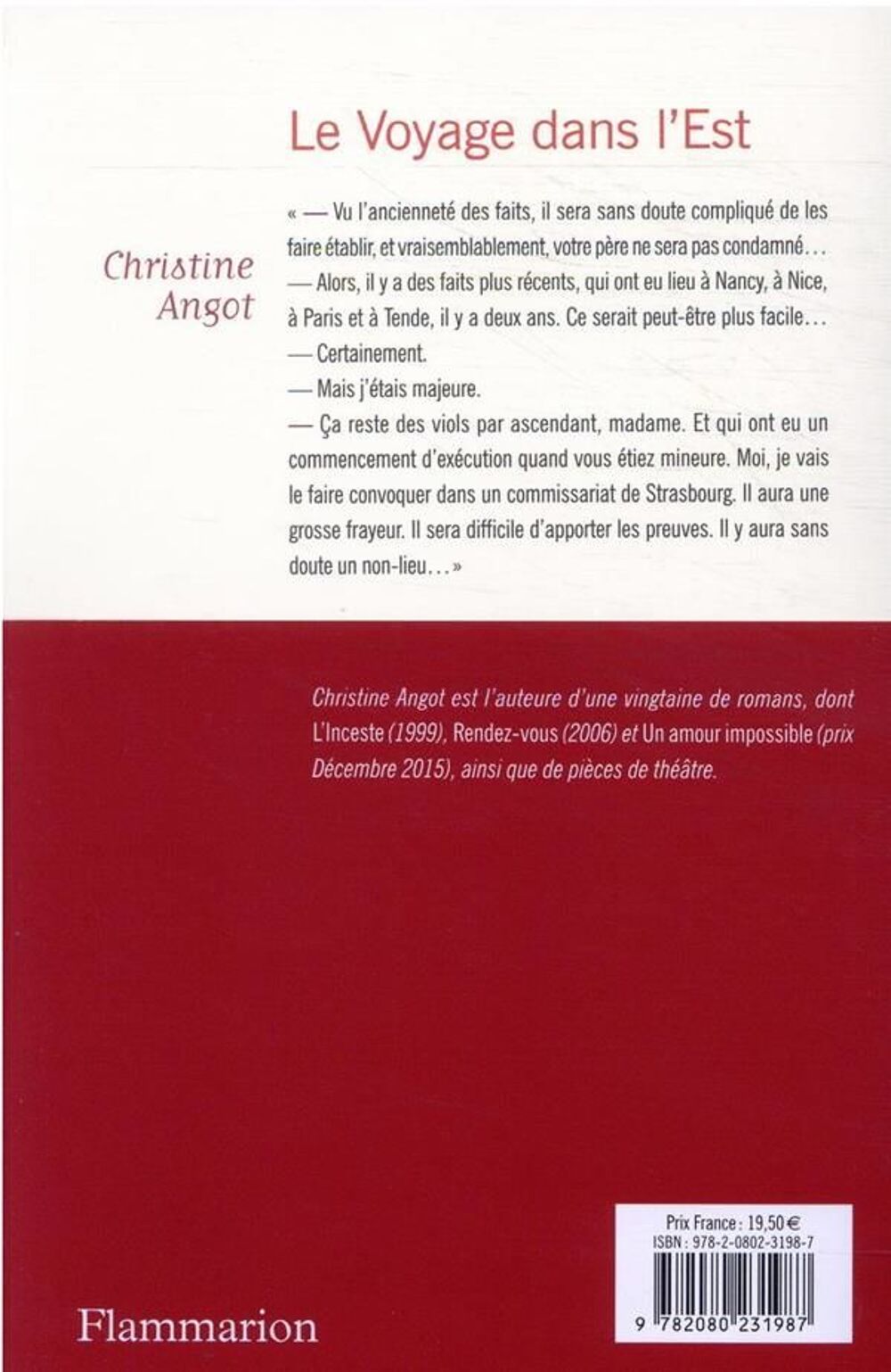 Le voyage dans l'Est Christine angot Livres et BD