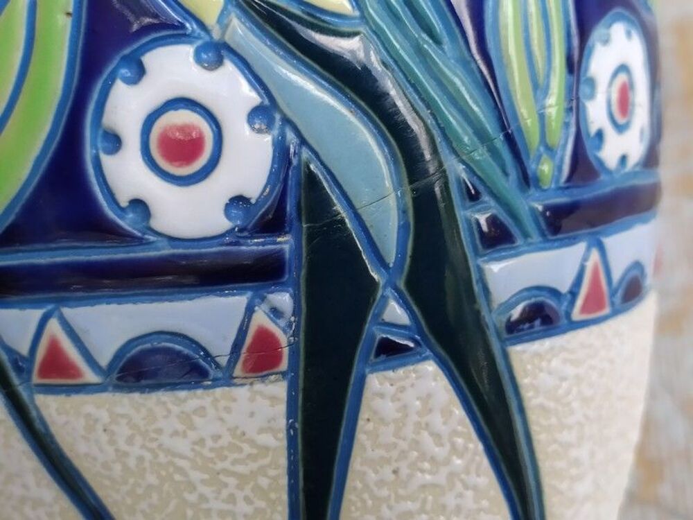 Vase Art D&eacute;co C&eacute;ramique Amphora D&eacute;cor Oiseaux Décoration