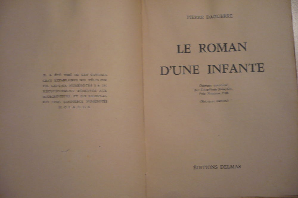 LE ROMAN D'UNE INFANTE de Pierre DAGUERRE (1943) Livres et BD