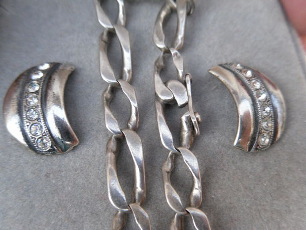 Boucles d'oreilles Argent 14 Brillants &amp; Bracelet, Neuf, Lot Bijoux et montres