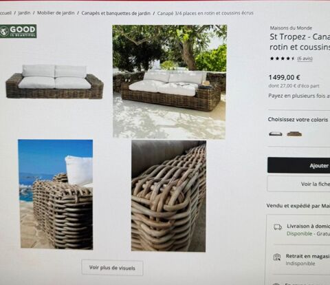 Canap� en rotin et coussins 500 Trans-en-Provence (83)