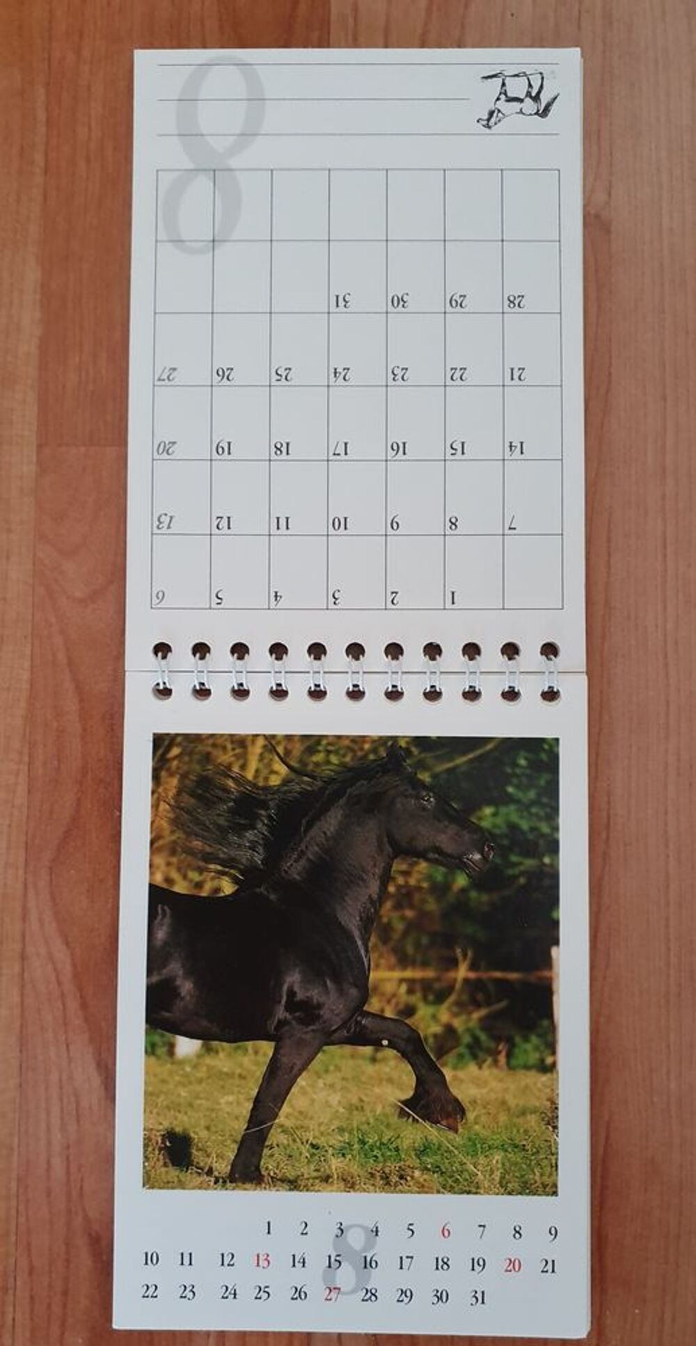 Ancien calendrier th&egrave;me cheval ann&eacute;e 2000 
