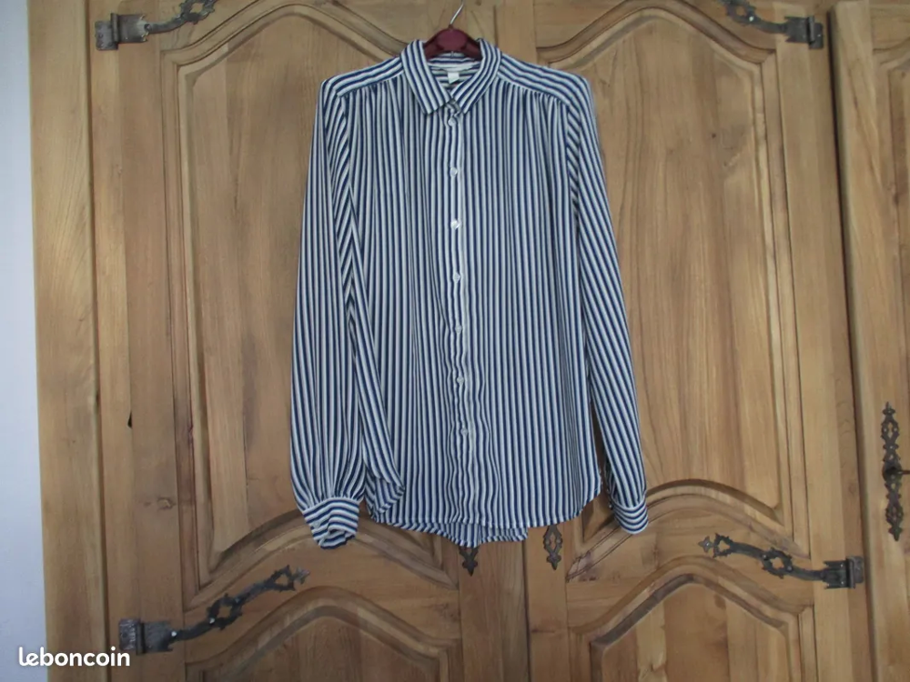 chemisier femme ray&eacute; bleu/marine blanc taille 40 Vêtements