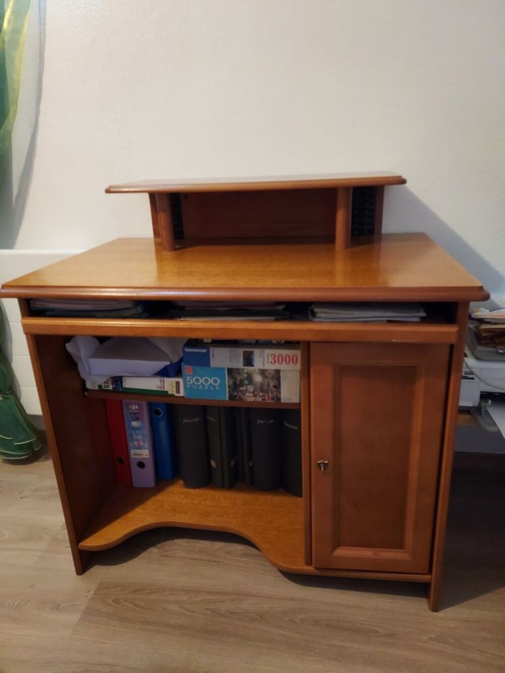 bureau multim&eacute;dia couleur merisier Meubles