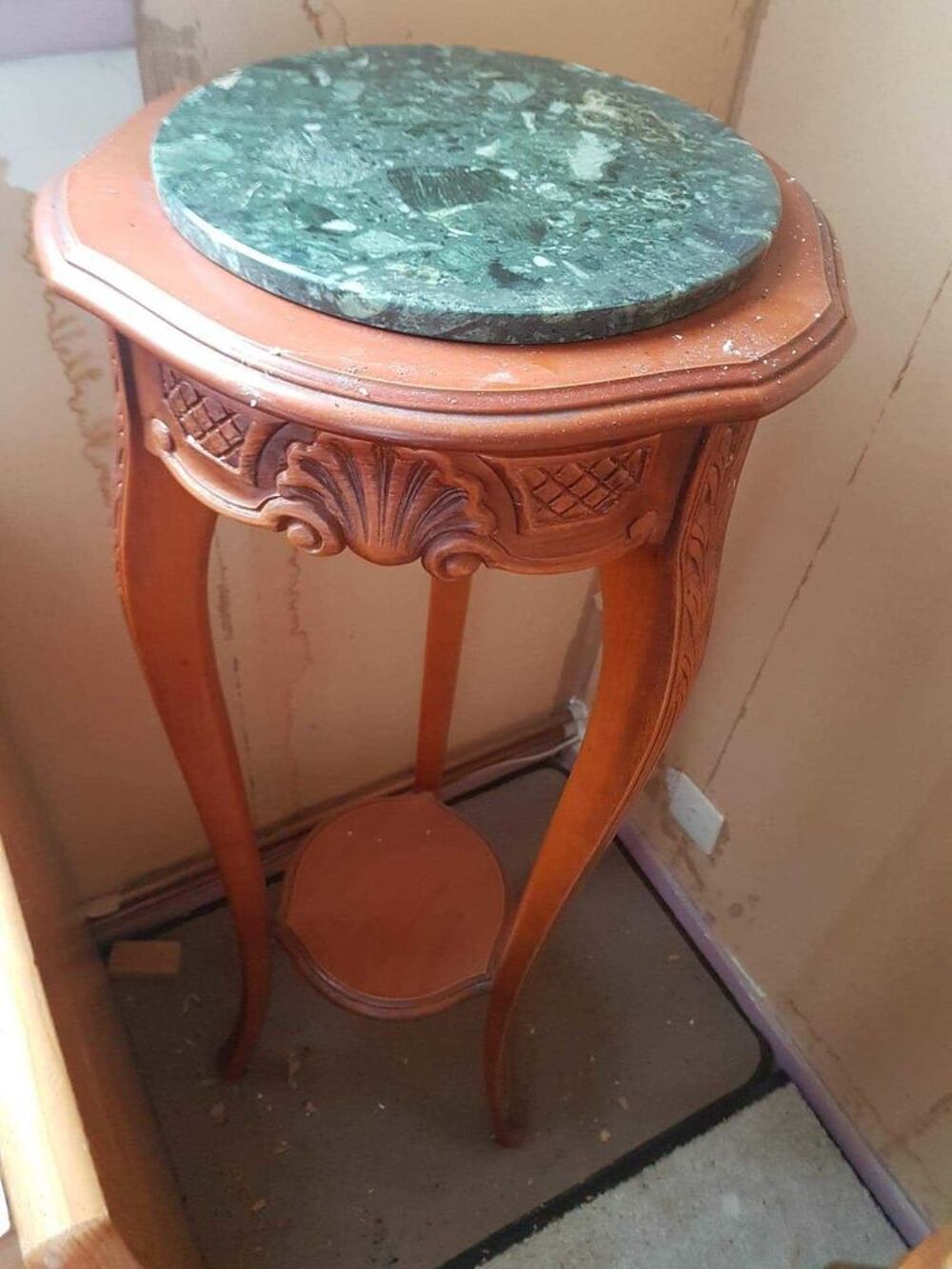 tr&egrave;s jolie console en merisier et marbre vert Décoration