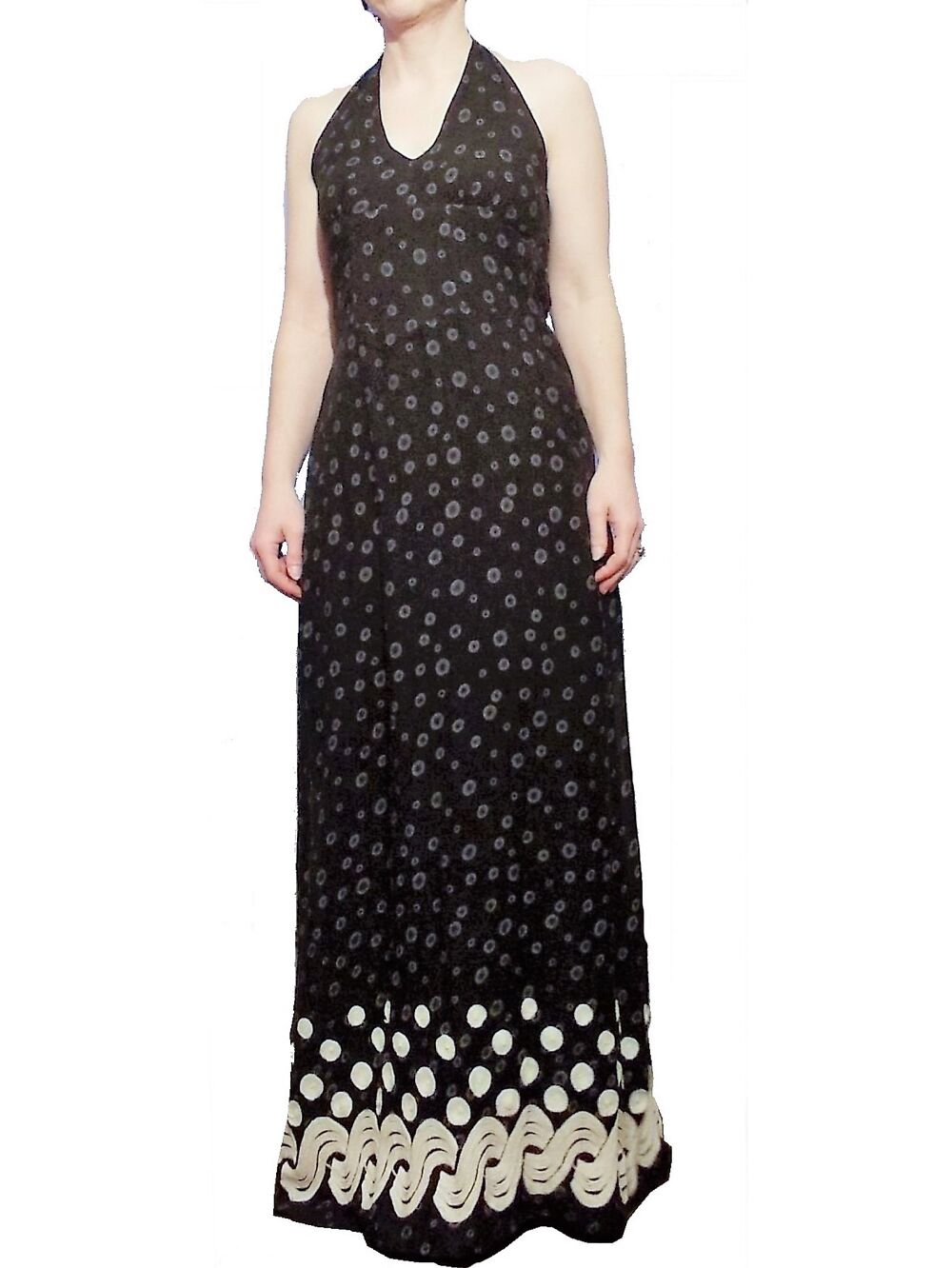 Robe Longue Dos Nu en 100% Coton Noir et Blanc- Promod Vêtements