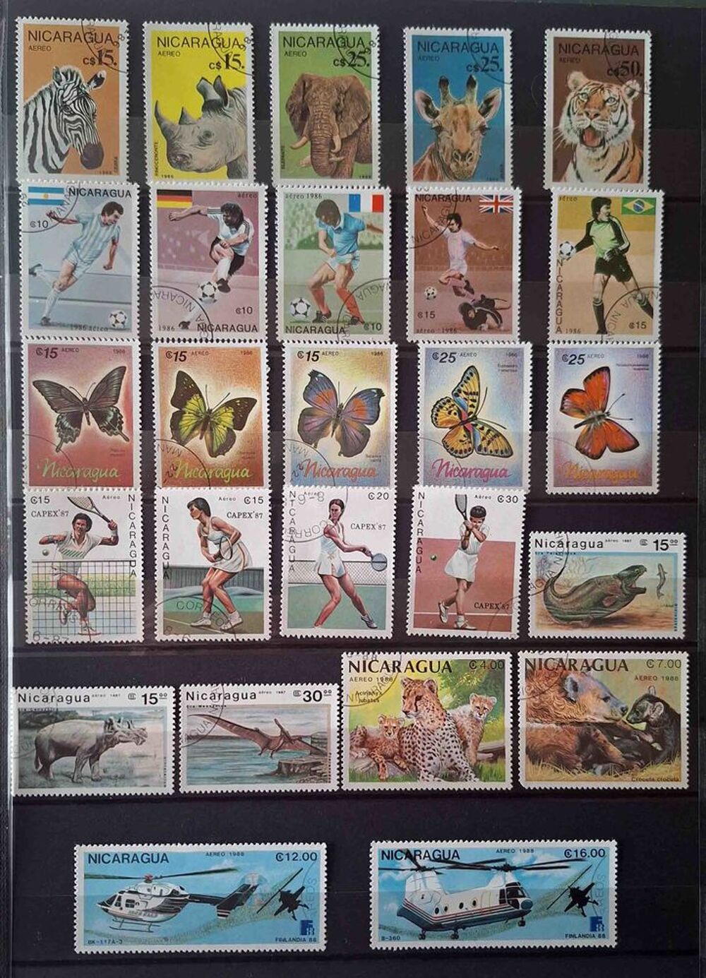 S&eacute;rie de timbres de collection du Nicaraga (bis) 