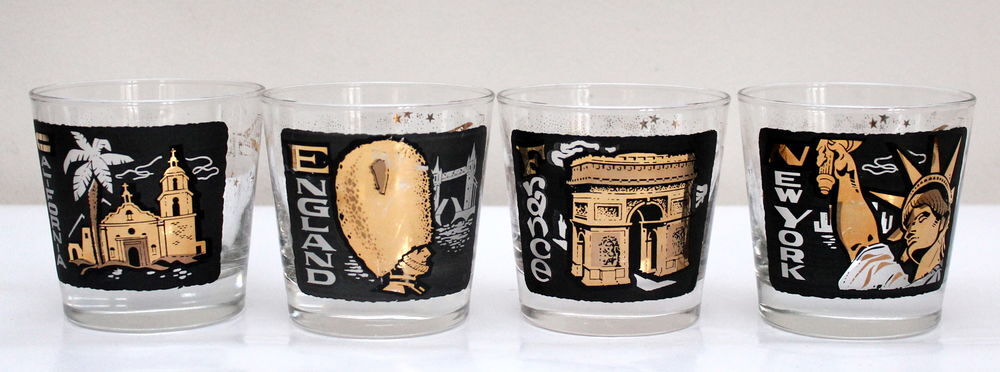 Verres publicitaires TWA vintage 60
hauteur 8 cm 