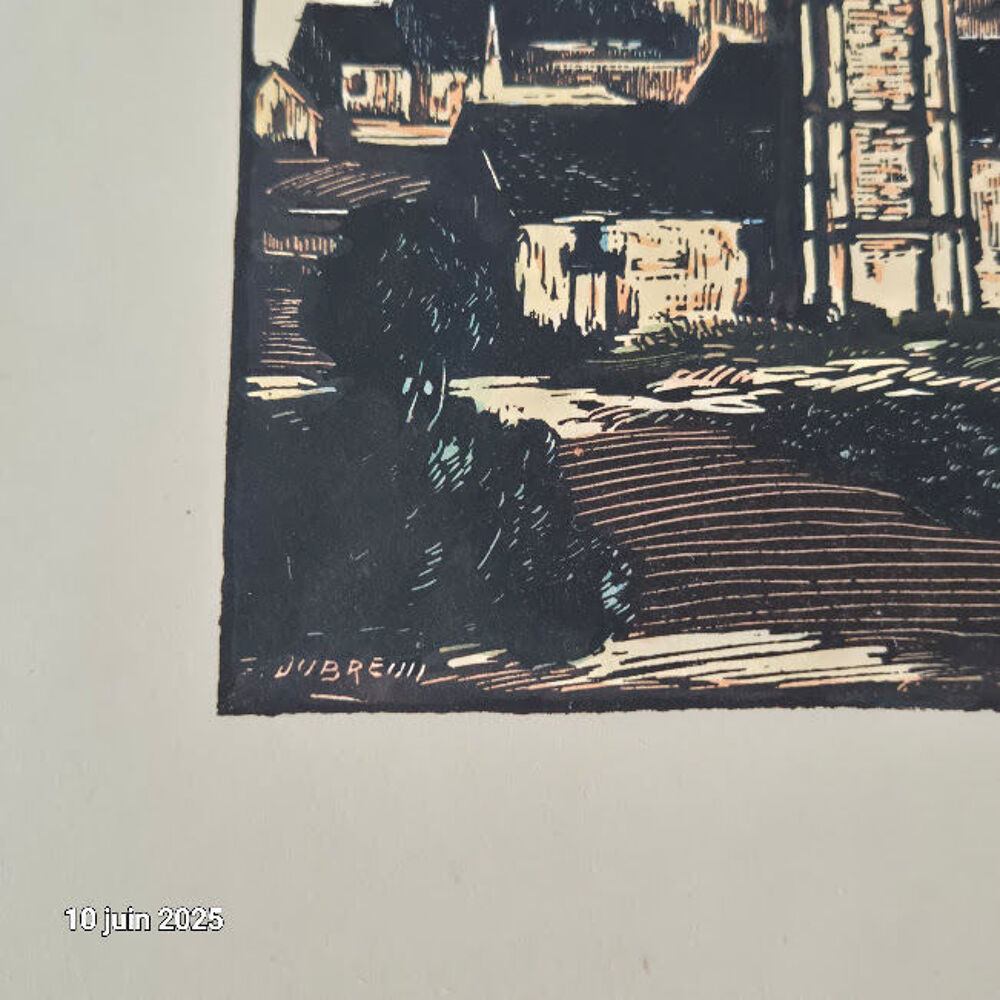 Gravure sur bois dessin&eacute;e par Ferdinand Dubreuil.1950, La Ro 