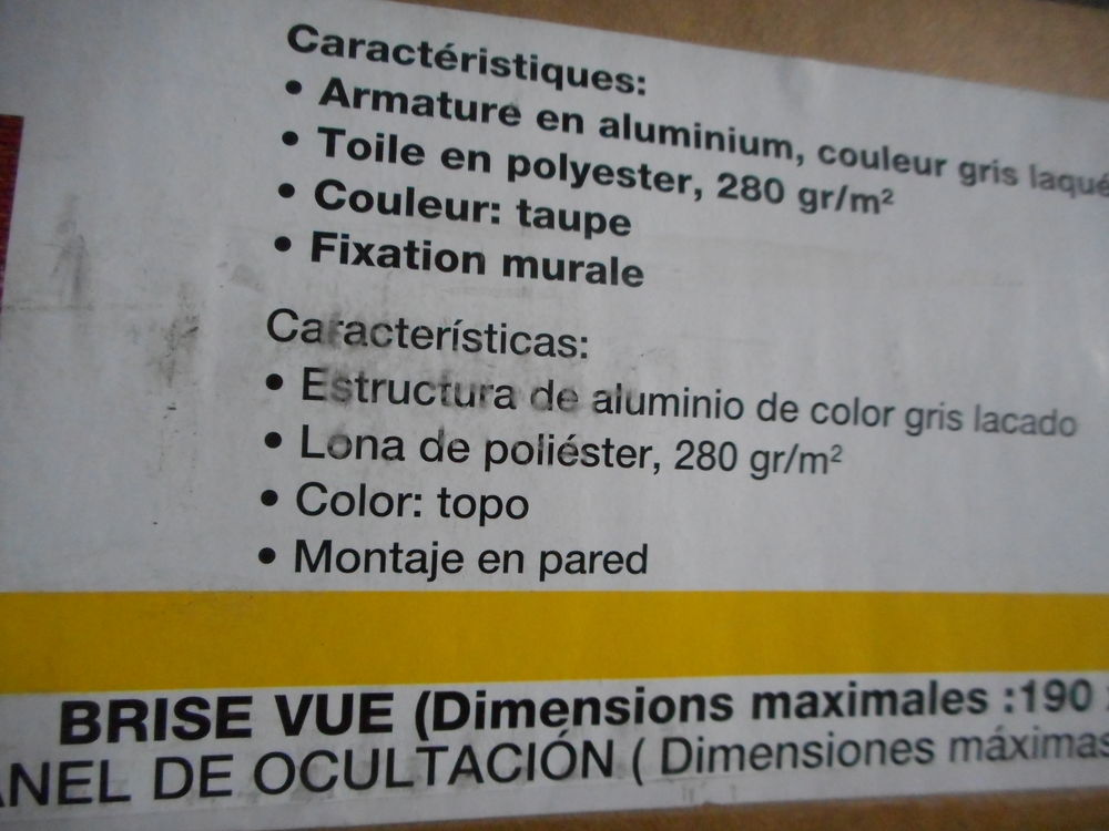 un brise vue de 3 m sur 1 m 90 toile grise faire prix Bricolage