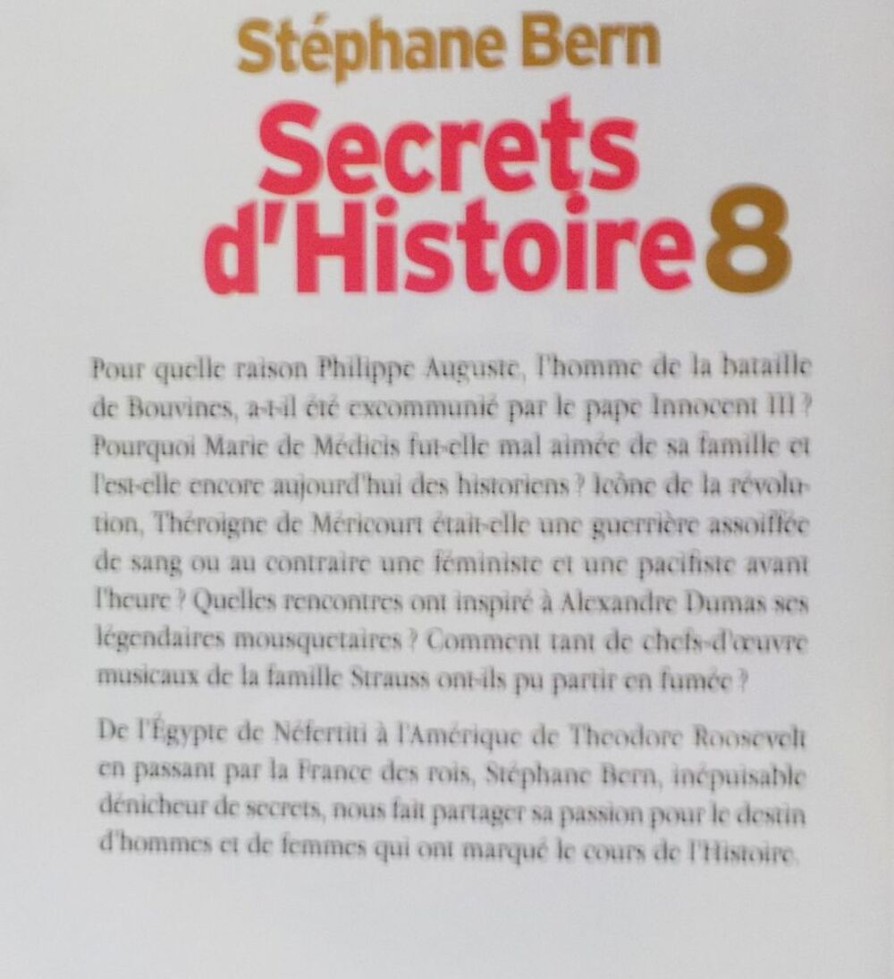 SECRETS D'HISTOIRE 8 par St&eacute;phane BERN Ed. Albin Michel Livres et BD