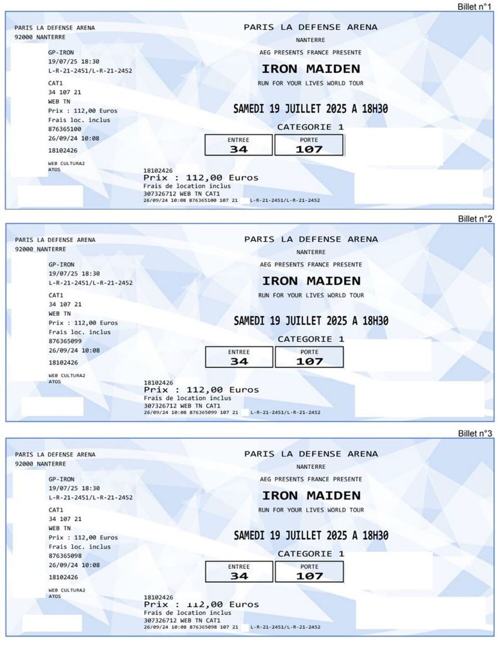 Iron Maiden Billetterie