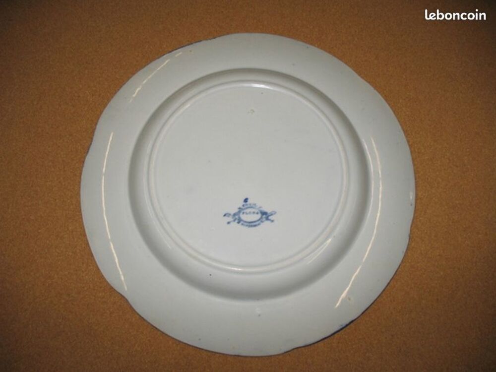 Plat rond flora en faience creil &amp; montereau Décoration