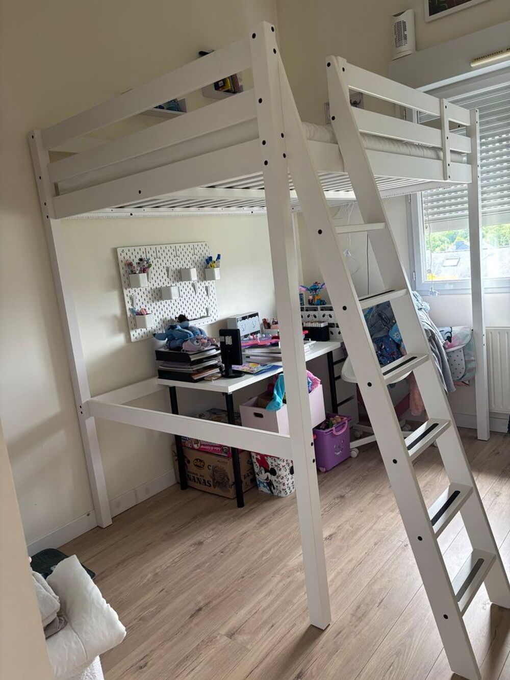 lit mezzanine 140x200 blanc Meubles