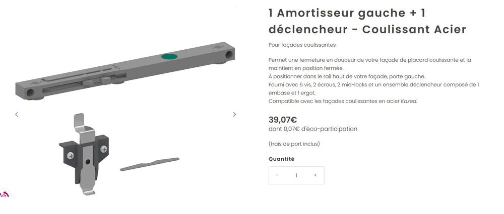 Amortisseur d&eacute;clencheur - placard porte coulissant Bricolage