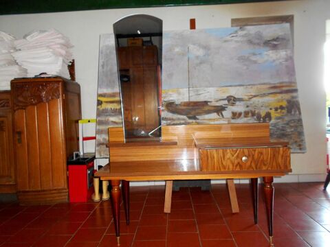 Meuble en bois coiffeuse + glace style anne 1960 1970 130 Monflanquin (47)