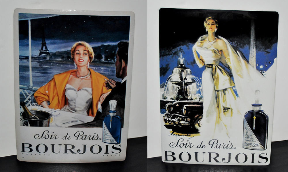 Plaques t&ocirc;le m&eacute;tal - soir de paris parfum bourjois + FLACON 